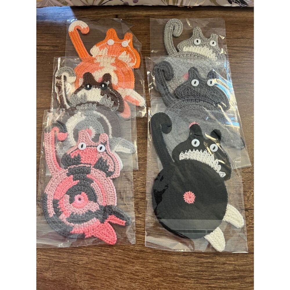 Handmade Crochet Cat Coasters - Assorted Colors